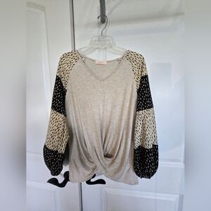 Hailey & Co black and cream animal print sweater,  never worn!
